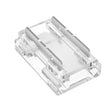 2-Pin Solderless 9-in-1 White LED Strip Staple Connector with a clear plastic rectangular housing is displayed against a white background. The connector features multiple internal slots and channels, designed to accommodate wires or contacts for secure, reliable connections with COB light strips.