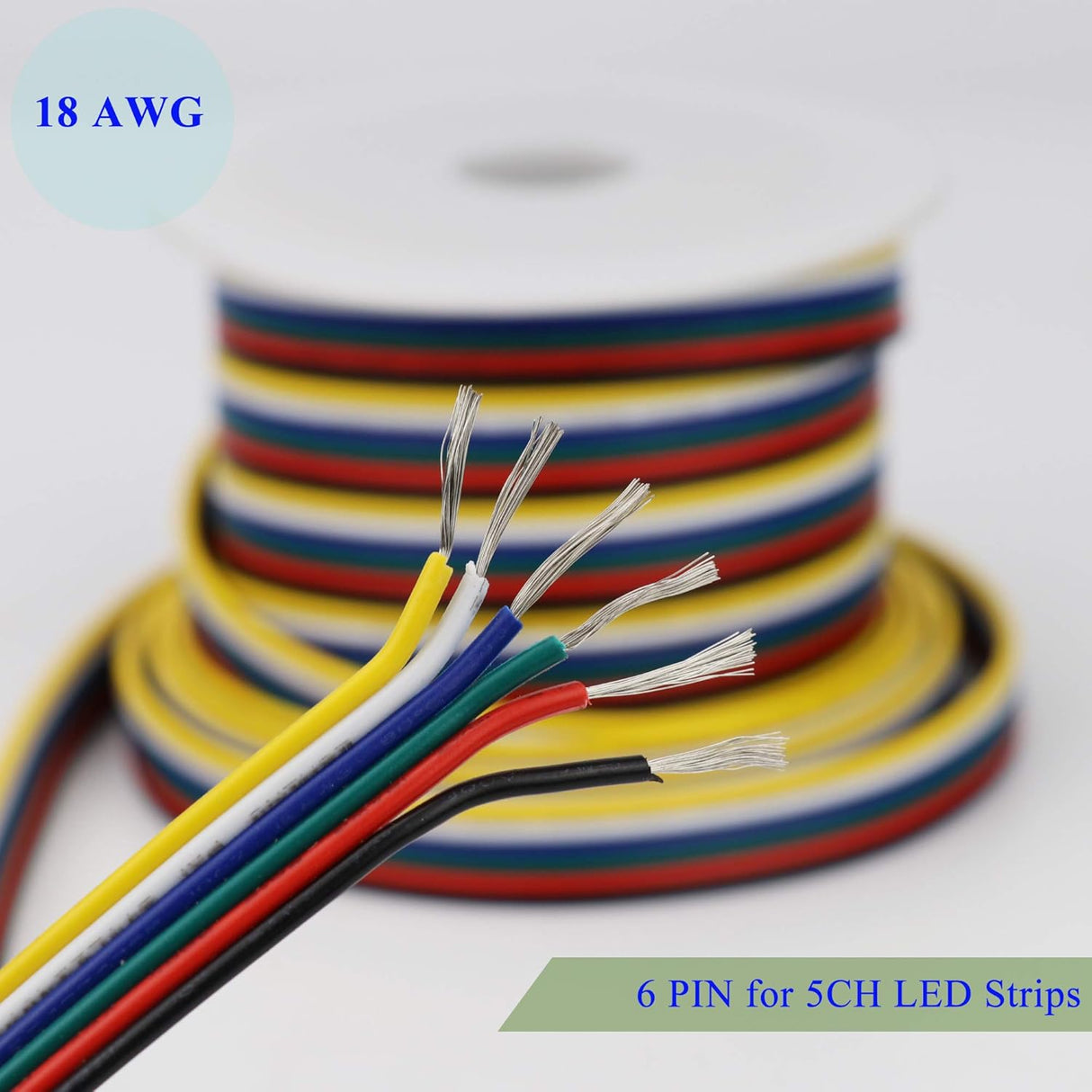 RGB+CCT 6-Core 18 AWG Flat Cable Electrical Wire
