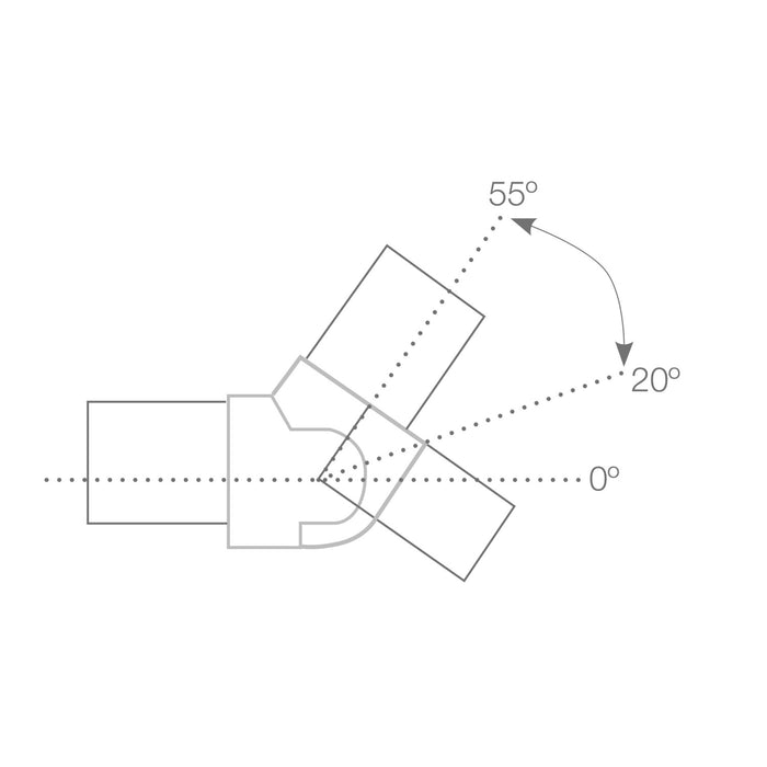 55Deg/20deg Adjustable Connector for Comenza Profile | Wired4signs USA