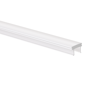 The LED Channel Cover for HR-MAX Profile is a long, slim, white PMMA (Acrylic) cover with a curved top and slightly flared edges, designed to fit over linear lighting fixtures.