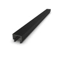 The Square LED Diffuser for Easy-On XL Profiles is a black, rectangular aluminum channel with a U-shaped cross-section and open slot for easy diffuser installation, displayed on a white background.