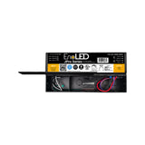 5-in-1 Dimmable J-Box LED Driver (24V) from the Enoled JPro Series, featuring a black casing and open cover that reveals clearly labeled internal wiring and components for input, ground, and output on its yellow and black exterior—perfectly suited for architectural lighting applications.