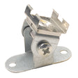 The Adjustable Mounting Bracket is a galvanized steel bracket with a screw and two base holes for attachment, ideal for supporting light fixtures, LED profiles, or other hardware components.