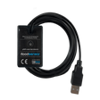 A black, WiFi-enabled floodSensor by BleBox with USB connector and coiled cable provides reliable water leak detection.