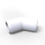 A Structural PVC Joiner for Sierra38 Tube Profile with a shiny white 90-degree elbow is placed on a plain white background, suitable as a plastic joiner or lighting installation accessory.