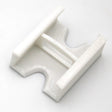 A Linear Connector for SL7 Profile, featuring a white plastic body with a rectangular center and two parallel prongs, is displayed on a plain white background.