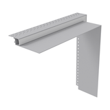 Corner Connector for TL-301 Profile, an L-shaped metal connector for LED channels with perforated flanges.