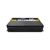 A black rectangular 5-in-1 Dimmable J-Box LED Driver (24V) from the Enoled JPro Series features a yellow and black label on top displaying the brand name and technical information, set against a white background.