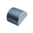 A small, metallic End Cap for Tennessee Profile with a flat base and curved top, resembling a half-cylinder, is displayed on a white background.