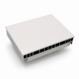A rectangular, gray plastic vent cover with multiple horizontal slats and a flat top—resembling the sleek housing of the Lutron Single-Zone Dimming Interface Phase-Adaptive Power Module (Model PHPM-PA-120-WH) for 120 V lighting loads—is photographed against a white background.