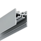 Close-up of the 1″ Suspended/Surface Mount LED Channel (Model Pixy20-01), a silver aluminum extrusion profile with a complex cross-sectional shape, typically used in construction or framing applications as an LED channel for linear lighting solutions, shown against a white background.