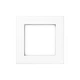The Thermoplastic 1‑Gang Surface Mount Cap, Model A 5581 BF A, features a durable white square design with a wide high-gloss border and an empty center, displayed against a plain white background.