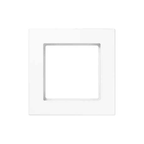 The Thermoplastic 1‑Gang Surface Mount Cap, Model A 5581 BF A, features a durable white square design with a wide high-gloss border and an empty center, displayed against a plain white background.