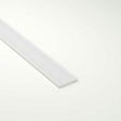 A Recessing Diffuser for Surface Easy-On Profiles, featuring a long, narrow translucent white LED strip, is shown on a light surface from an angled top view—perfect for seamless installation.