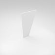 A white, flat, triangular End Cap for Badalona Profile stands upright on a light gray background, featuring two small circular holes.