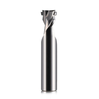 A Router Cutting Bit for 8mm LED Light Strips stands upright on a white background, featuring a cylindrical shaft and sharp, angled cutting edges at the top.