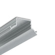 A silver-colored metal Complementary Profile ~ Model Pixel33-04 LED profile featuring a recessed channel design to provide reduced glare lighting.