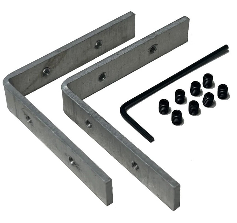 Two L Brackets for TL-041 Profile, an Allen wrench, and ten small black screws are arranged on a white background.