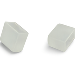Two translucent, rectangular silicone ice cubes with slightly rounded edges on a white background resemble the End Cap for Neon Flex Ultra Slim Series.