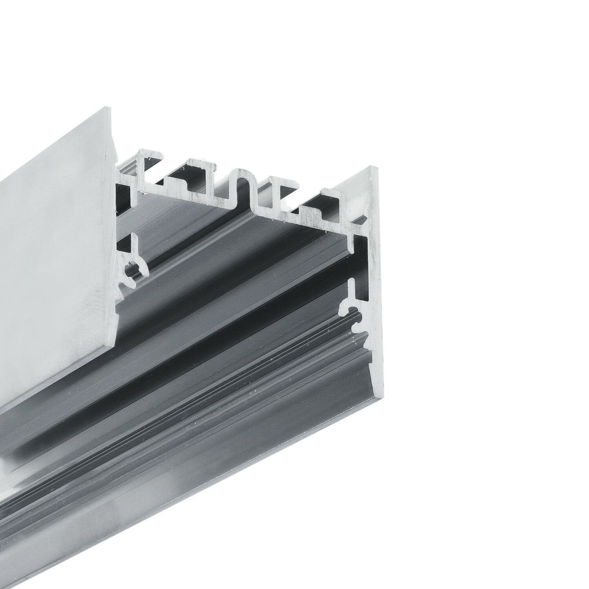 Close-up of the 1.73″ Suspended/Surface Mount LED Channel ~ Model Pixel33-01, an aluminum profile with grooves ideal for linear lighting, shown against a plain white background.