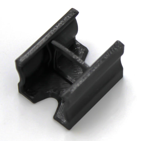 Linear Connector for SL15 Profile: a black PETG connector with a U-shaped channel, angled sides, and a central support bar, designed for use with Slimline 15mm LED profiles. Shown against a white background.