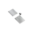 Two rectangular End Cap for Pixel33-01 Profile pieces, each with two holes, are shown beside four small black screws on a white background.