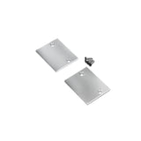 Two rectangular End Cap for Pixel33-01 Profile pieces, each with two holes, are shown beside four small black screws on a white background.