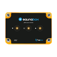 A rectangular black Sauna WiFi Heating Controller ~ saunaBox Pro by Blebox features three circular touch buttons with arrow icons, blue and white branding, and is enclosed in a yellow and black case.