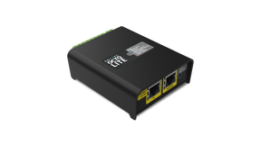 A black network device labeled "8-Universe eDMX to SPI Pixel Controller ~ Enttec Octo Lite," with indicator lights, two Ethernet ports, and a power socket, is shown against a plain white background.