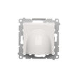 A white Cable Outlet With Kontak Simon Frame ~ cableOutlet by Blebox is mounted on a square metal frame, shown against a plain white background—an ideal smart home accessory.