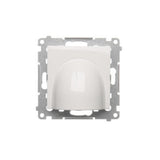 The Cable Outlet With Kontak Simon Frame by Blebox is a white, dome-shaped motion sensor switch with cable pass-through, ensuring neat and efficient wall installation for streamlined smart home cable management.