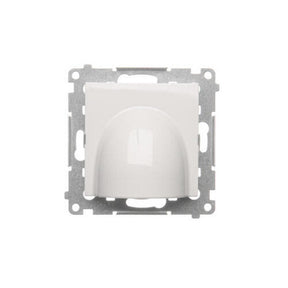 The Cable Outlet With Kontak Simon Frame by Blebox is a white, dome-shaped motion sensor switch with cable pass-through, ensuring neat and efficient wall installation for streamlined smart home cable management.