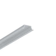 The 0.42″ Recessed LED Channel ~ Model Groove10.v2 is a white, angled, extruded aluminum LED profile with a grooved surface and jagged inner edge, ideal for recessed installations in furniture lighting; shown isolated on a white background.