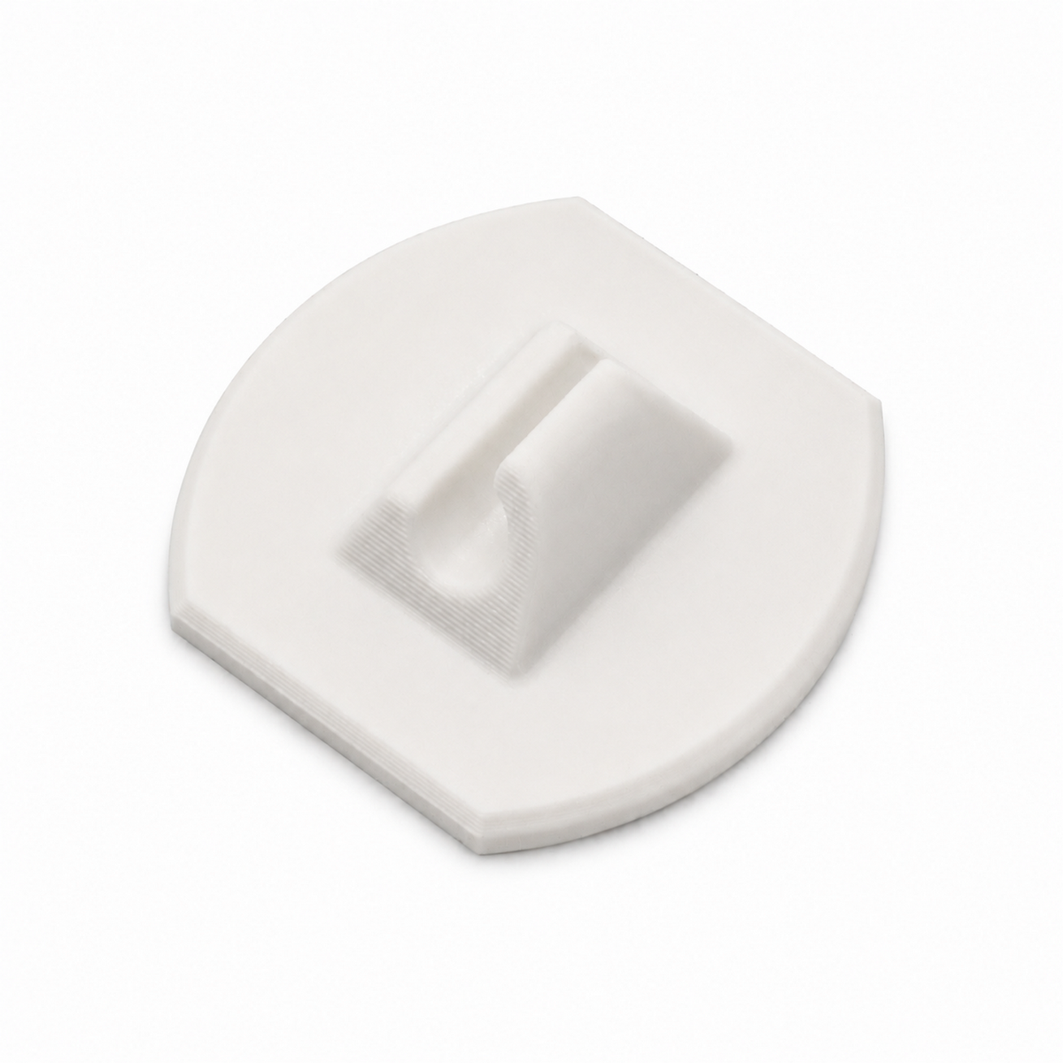White 3D Printed Mounting Bracket for POLI Profile featuring a central U-shaped groove.