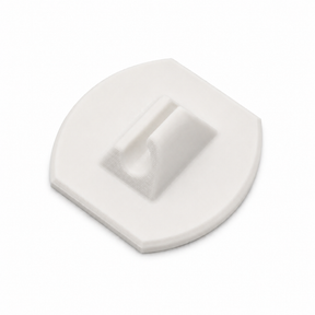 White 3D Printed Mounting Bracket for POLI Profile featuring a central U-shaped groove.