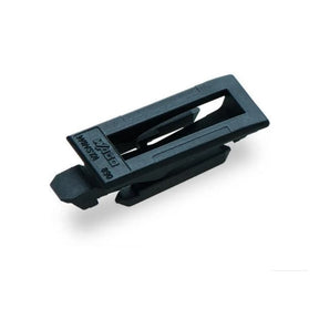 The Wago 890 Series Connector Locking Lever is a black plastic automotive fastener with rectangular openings and WIDESA 890 embossed on it, featuring a locking lever, shown against a white background.