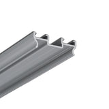 A grey Complementary Profile ~ Model Pixel33-03 aluminum profile with three parallel longitudinal channels.