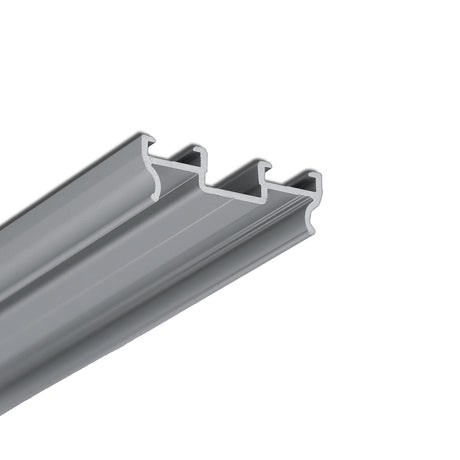 A grey Complementary Profile ~ Model Pixel33-03 aluminum profile with three parallel longitudinal channels.