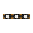Close-up of the Enttec 8PX Series RGB Pixel IP20 LED Strip (12V), showing three addressable LEDs, visible copper circuitry, and labeled solder pads (+12V, GND, D0, B0, G0, R0) on a black background—ideal for professional lighting.