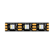 A close-up of the ENTTEC 8PX Series RGBW Pixel IP20 LED Strip (12V) shows visible LED chips, gold contacts, GND markings, and ENTTEC labeling on the black strip.