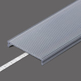 Translucent, textured LED Channel Cover ~ C8 Click with a clip-in design is partially placed over an LED strip light and Pixel33 profiles on a gray background.