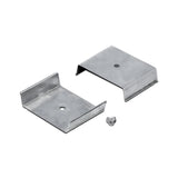 Two U-shaped stainless steel Mounting Plate U8 units, each with a centered hole, and two small screws for surface mounting.