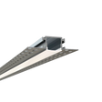 A close-up view of the 0.93" Trimless Mud-In LED Drywall Channel (Model TL-041), a recessed linear ceiling light with a silver metal frame, diffuser lens, and perforated mounting flanges for drywall installation.