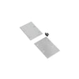 Two rectangular End Cap for Pixel33-02 Profile pieces with four screw holes each are shown next to a small pile of black screws on a white background.