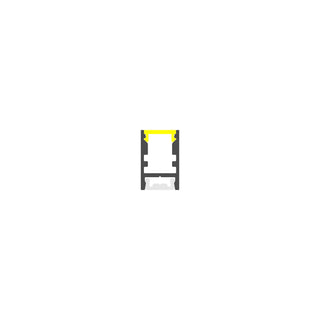 A minimalistic grayscale illustration of a razor blade, its top edge in yellow, evokes the Thin Surface Mount LED Strip Channel ~ Model Alu-Swiss, centered on a white background.