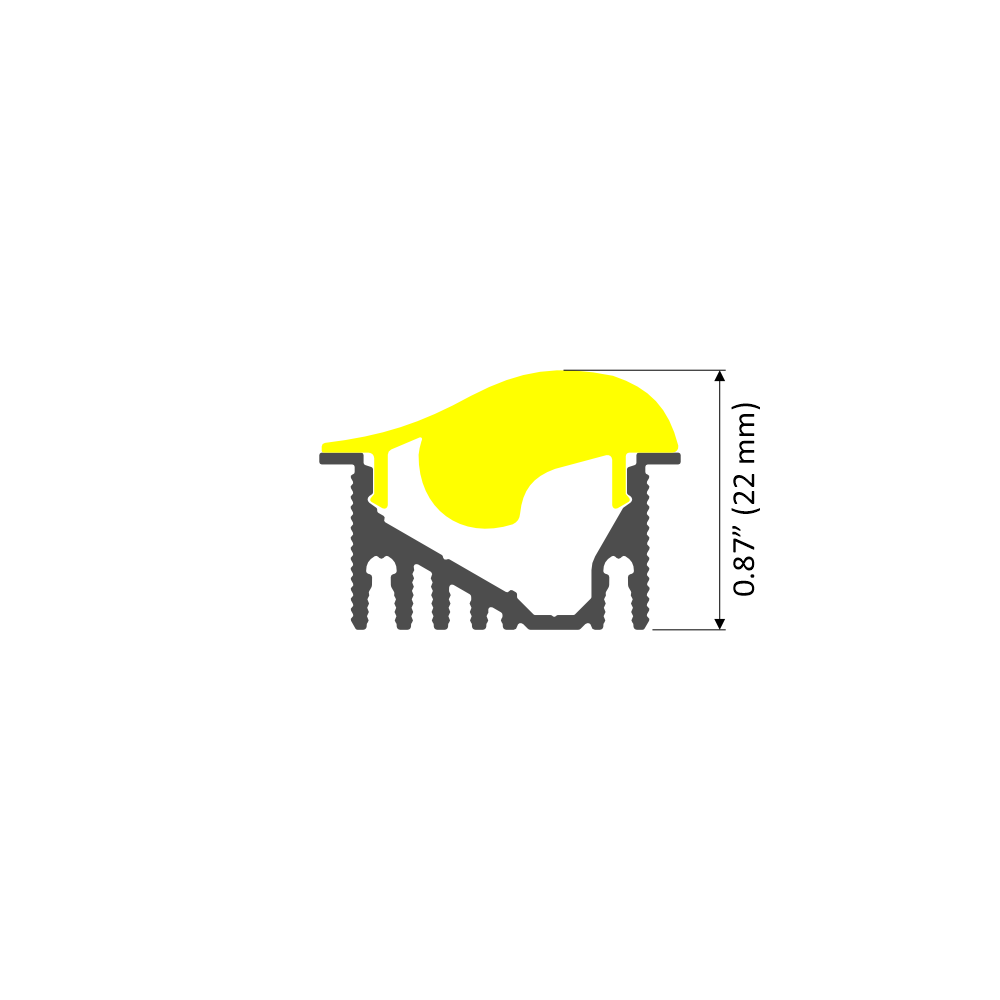 LED Strip Vaulted Ceiling Light Channel ~ Model Alu-Asymetric - dimensions drawing with diffuser
