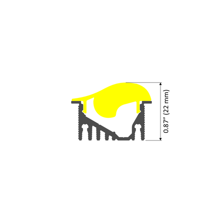 LED Strip Vaulted Ceiling Light Channel ~ Model Alu-Asymetric - dimensions drawing with diffuser