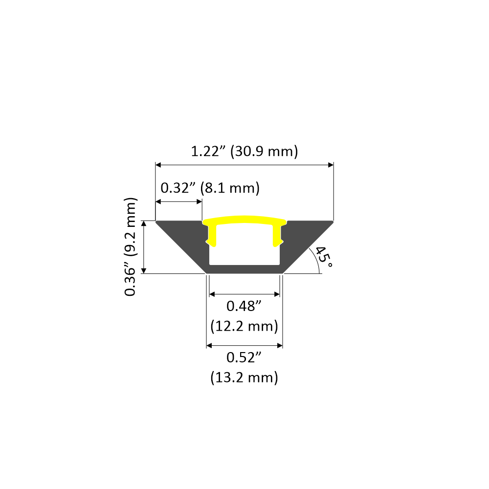 45 Degree Corner LED Channel ~ Model Alu-Corner - Wired4Signs USA - Buy LED lighting online