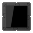 The Casambi 1-Button Wireless Wall Switch (Model Jung BLE A 590) features a black square button with a glossy finish, mounted on a dark grey rounded frame with small icons and "OBEN" and "TOP" labeled at the top edge.
