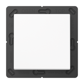 The Casambi 1-Button Wireless Wall Switch (Model Jung BLE A 590) is shown as a white square switch on a black frame with "OPEN" and "TOP" embossed; www.jung.de appears at the bottom.